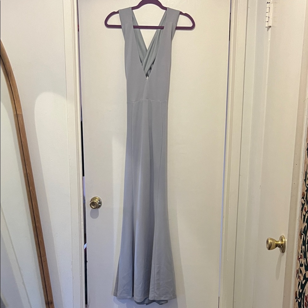 LULUS Gray Maxi Crossback Dress - size L